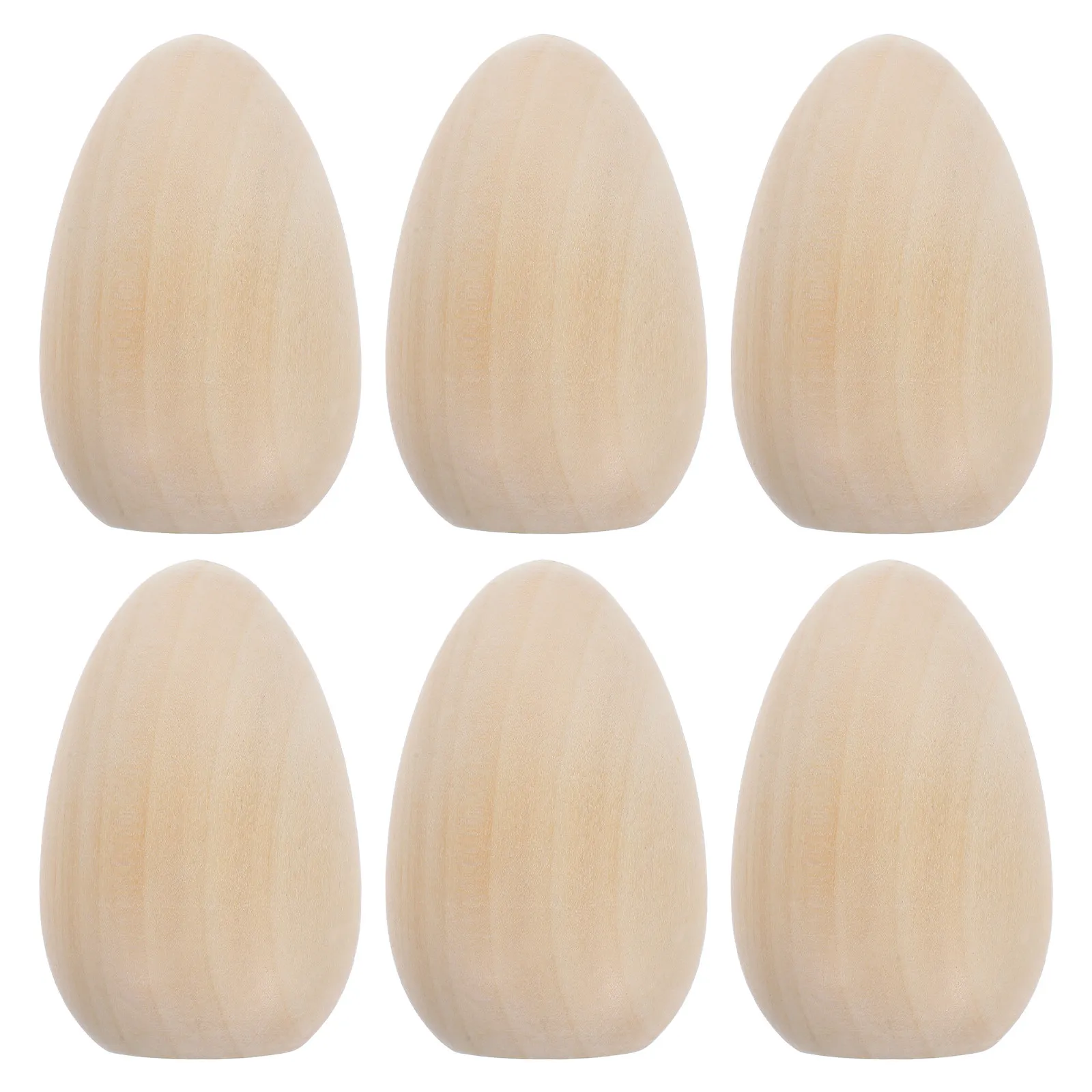 6Pcs Unpainted Wooden Easter Eggs for DIY Painting Crafts Decorative Ornaments Handmade Wooden Eggs to Paint Creative Easter