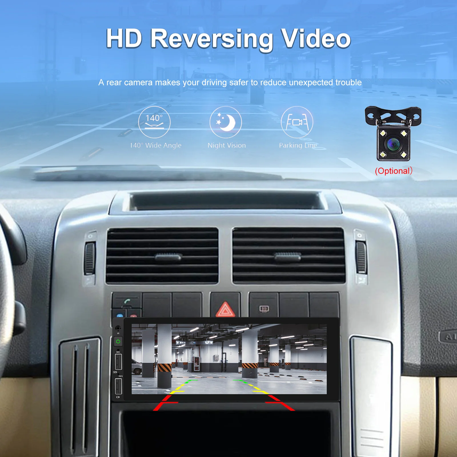 Podofo 6,86 Zoll Auto-MP5-Radio CarPlay Android Auto Intelligente Fahrzeugsysteme Mirror Link Farbige Hintergrundbeleuchtungseinstellungen BT EQ FM-Radio Stereo – Detail 5
