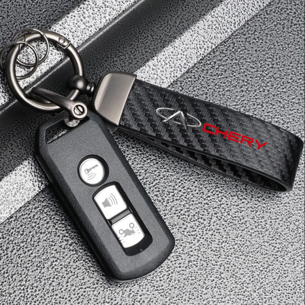 Car Carbon Fiber Style Keychain Carbon Fiber Leather Key Chain For Chery Tiggo 7 Pro 8 4 3 2 5X Amulet Fora QQ IQ Fulwin Arrizo