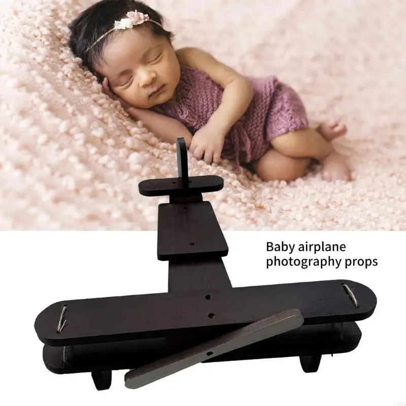 CORB Aviation Themed Infant Photo Props Realistic Wooden Plane Toy for Baby Pictures Taking and Nursery Decoration