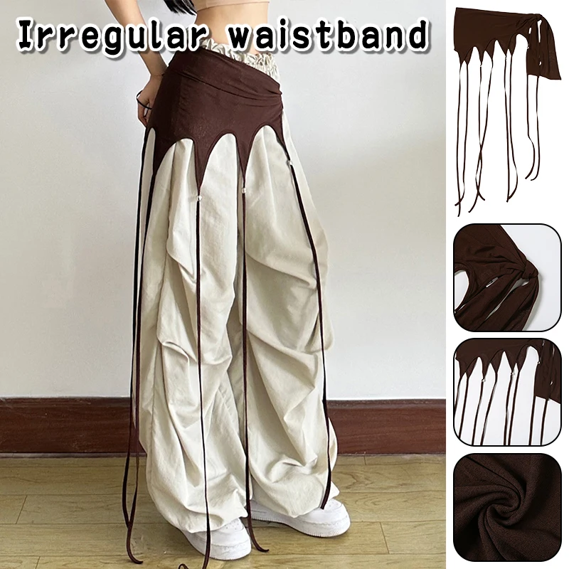 

Jeans Pants Decor Long Tassel Jazz Dance Scarf Irregular Harajuku Y2K Streetwear Bandage Waist Belts Pearl Pendant Accessories