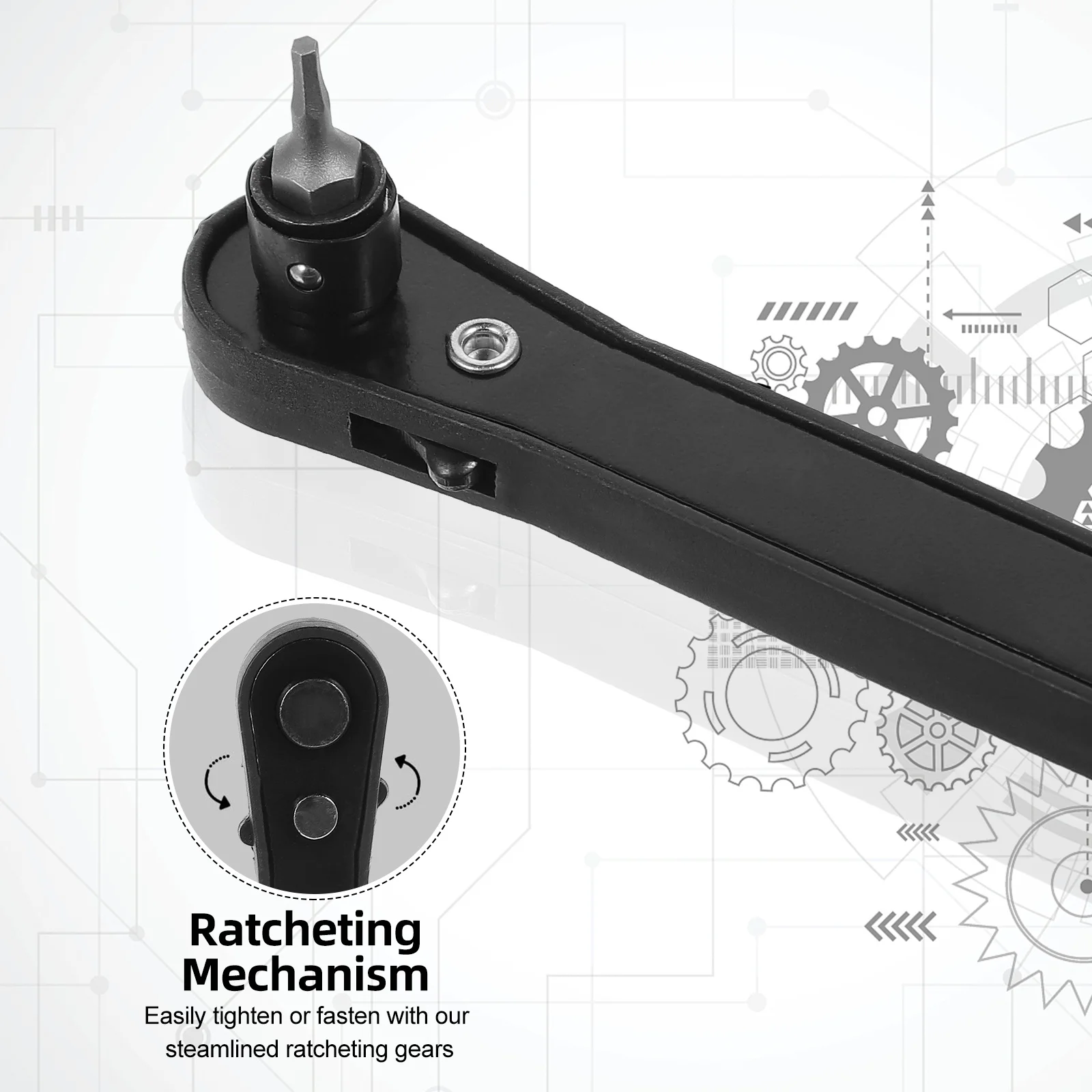 

11Pcs Bidirectional Ratchet Screwdriver Wrench Set Compact Design Replaceable Heads One-Hand Operation for Furniture Auto Repair
