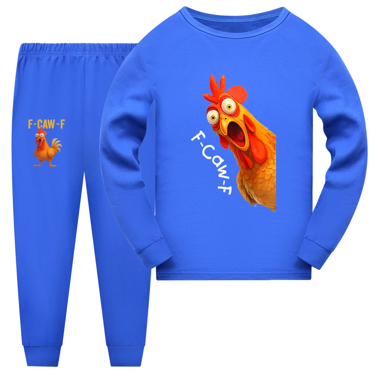 

Забавная детская одежда F-Caw-F Chicken FCAWF, пижамный комплект с курицей-мемом для мальчиков и девочек, пижамы с длинными рукавами для мальчиков, детская одежда для сна