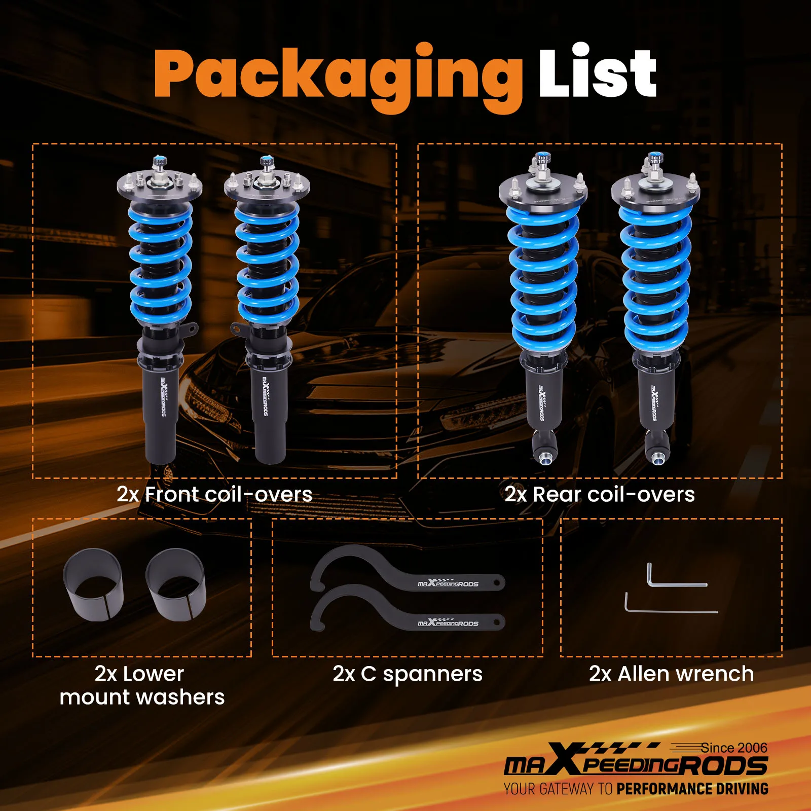 

Комплект койловеров MaXpeedingrods T6 для занижения подвески BMW 525i, 530i, 540i E39 96-03