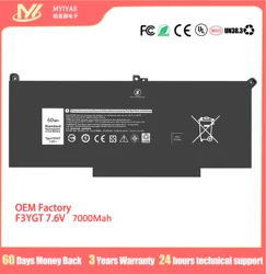 7480 7490 Battery F3YGT Laptop Battery For D-ell Latitude 12 7000 7280 7290/13 7000 7380 7390 P29S002/14 7000 7480 7490