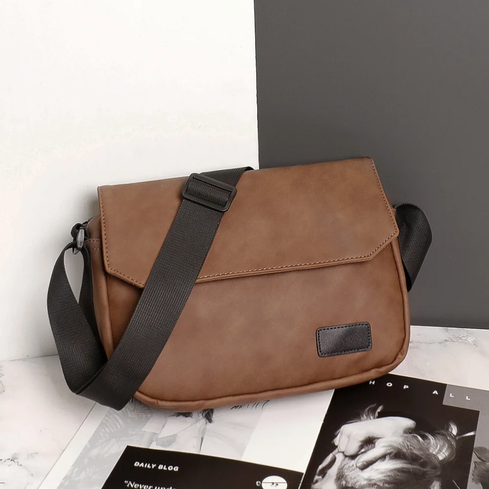 

Men's Bag Fashion Casual Leather Sathcel Bags For Men Large Flap Square Totes Male Leisure Crossbody Shoulder Bag Young Men