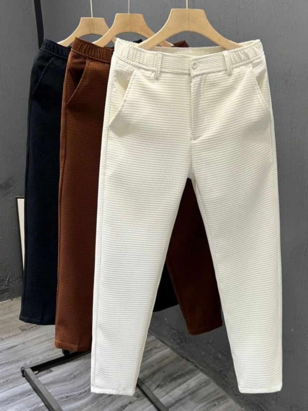 

Мужские повседневные брюки Slim Fit из тонкой немнущейся ткани, деловые, молодежные, из хлопка, быстросохнущие, летние, модные