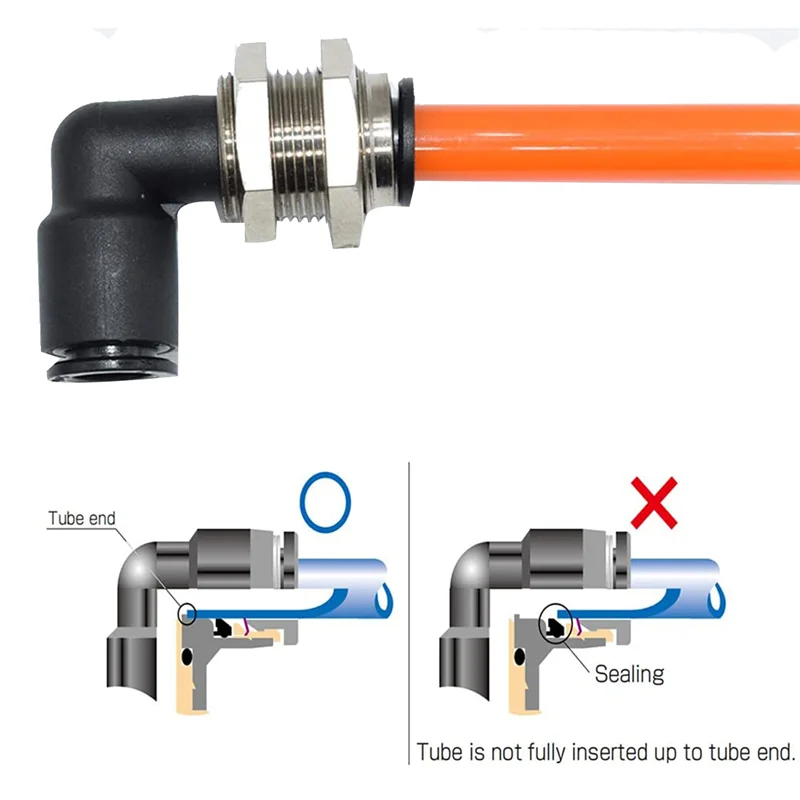 A76I 10Pcs 벌크헤드 엘보 1/4in x 1/4in 튜브 OD 푸시 연결 튜브 피팅, 90도 엘보 공압식 퀵 연결 피팅