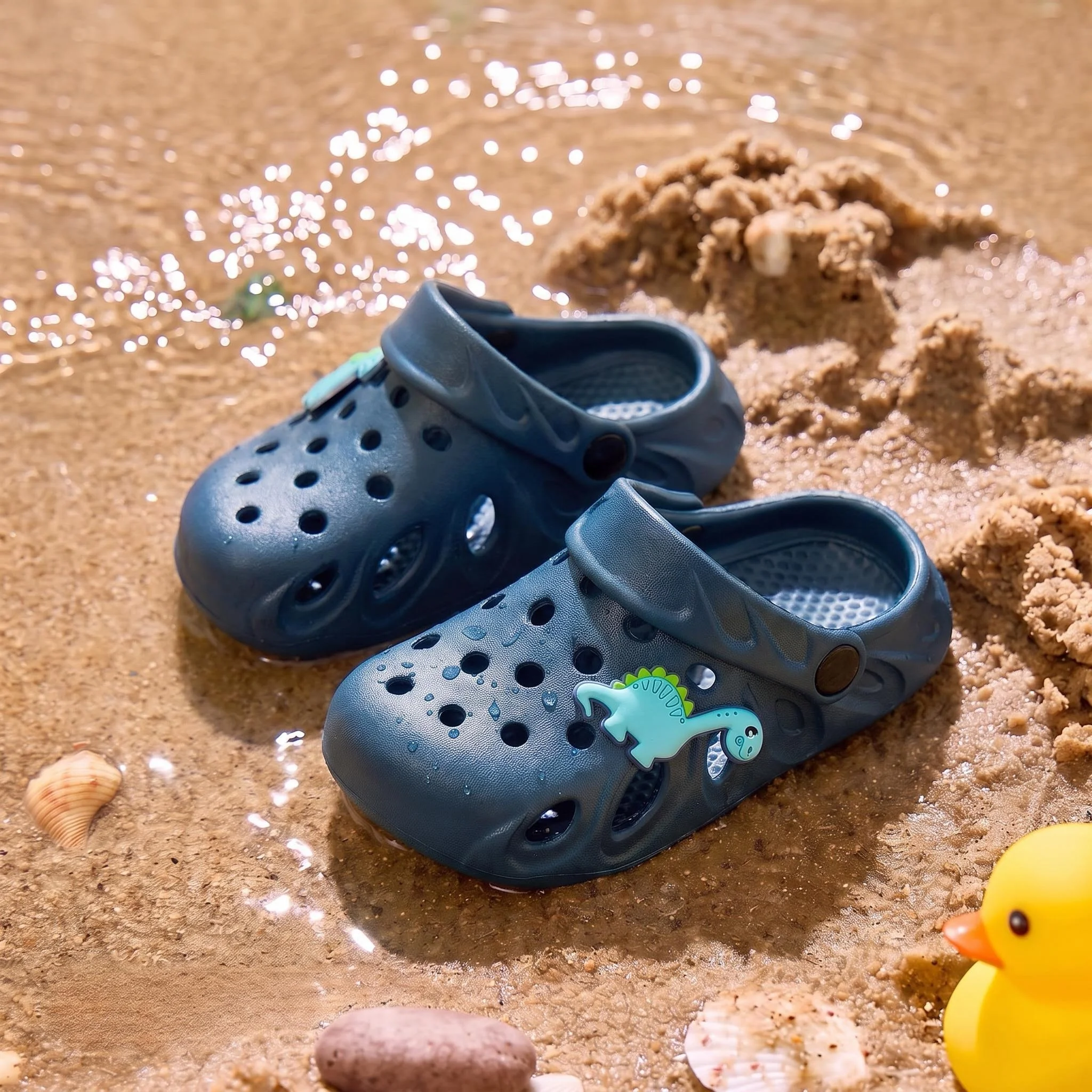 Dinosaurier-Dekor-Sandalen aus EVA-Material mit hohlem Fußbett und leichtem, atmungsaktivem Zehenbereich, ideal für Jungen. – Detail 3