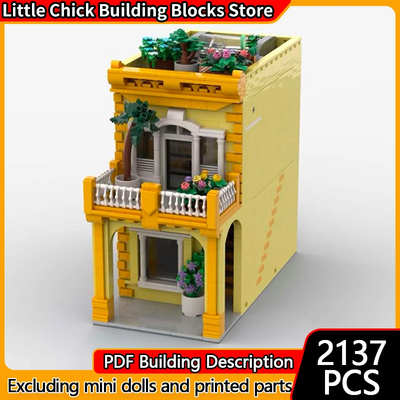 City Street View Model MOC Building Bricks Coffee Shop And Apartment Modular Technology Children Holiday Gifts Assemble Toy Suit