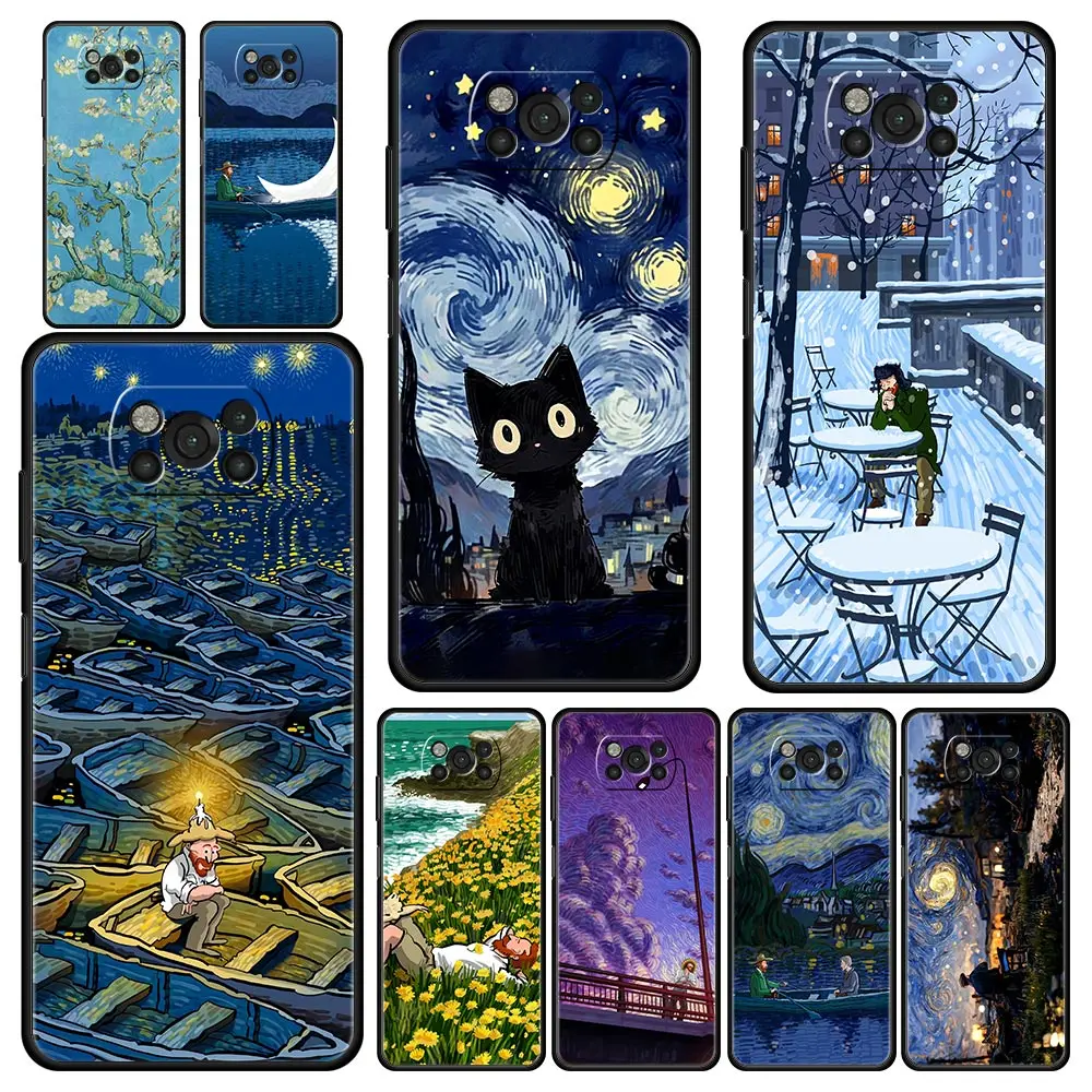 Phone Case For Xiaomi Poco X6 X5 X4 Pro 5G X3 NFC F5 F4 M5 M4 M3 F3 GT C51 C50 C55 Soft Cover Retro Van Gogh Oil Painting