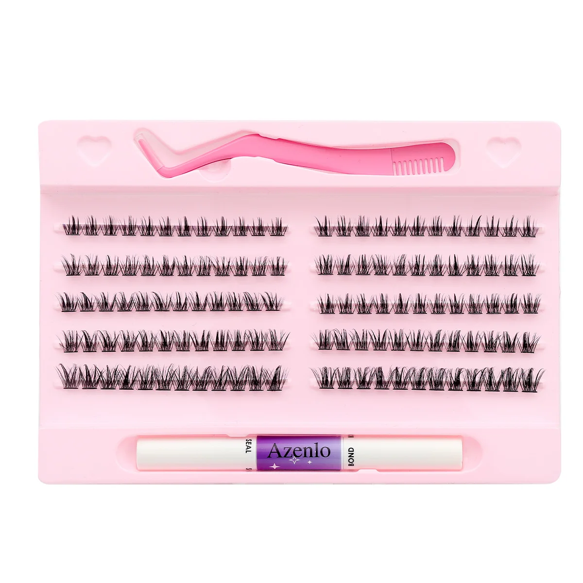 120pcs Lash Cluster Kit DIY Lash Extension Kit Lash Bond And Seal Strong Hold Natural Waterproof Eyelash Tweezers False Eyelashe