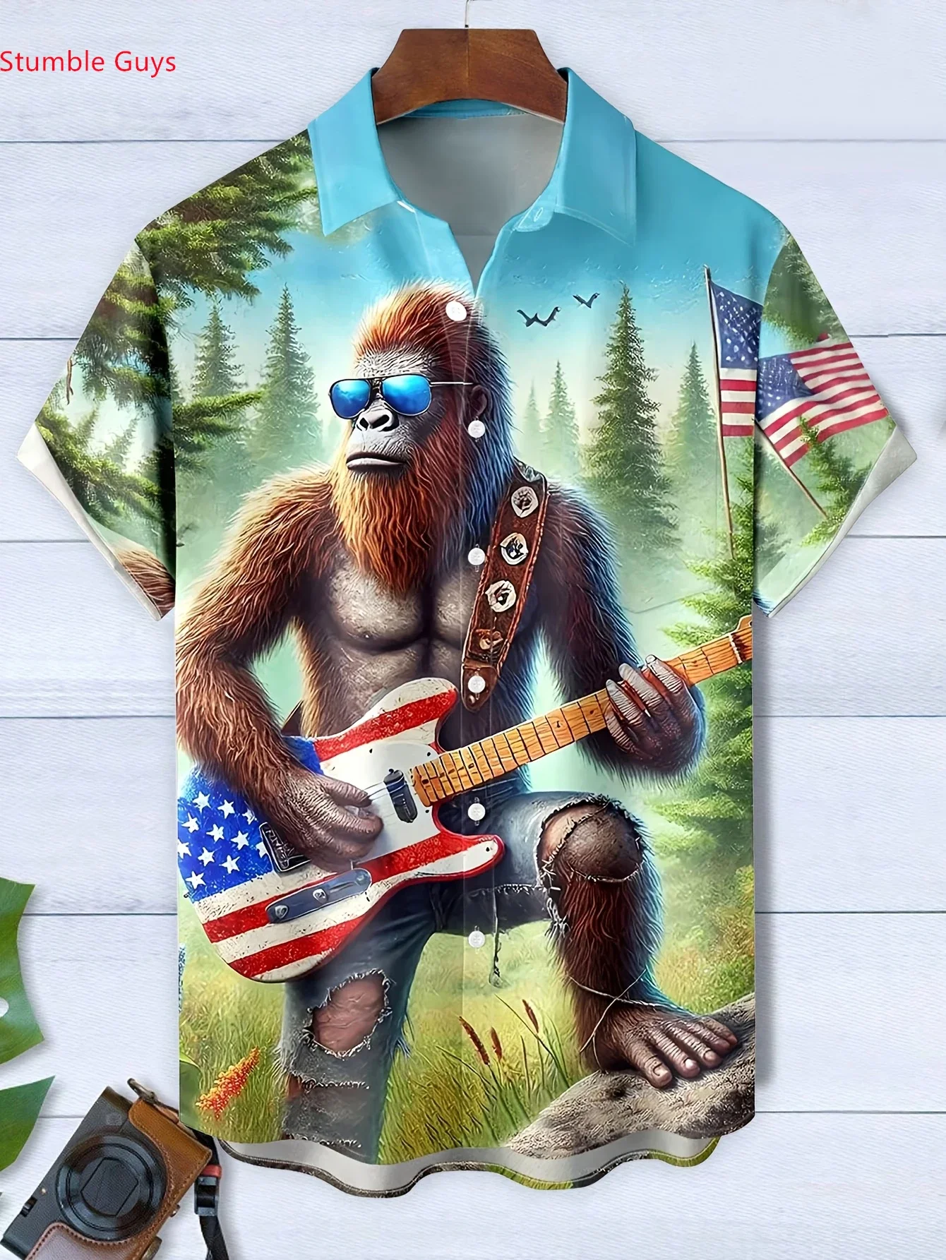 

Summer Casual Urban Men's Hawaiian Shirt Man Short Sleeve Bold Print Relaxed Fit Lightweight Fashion Vacation Tops