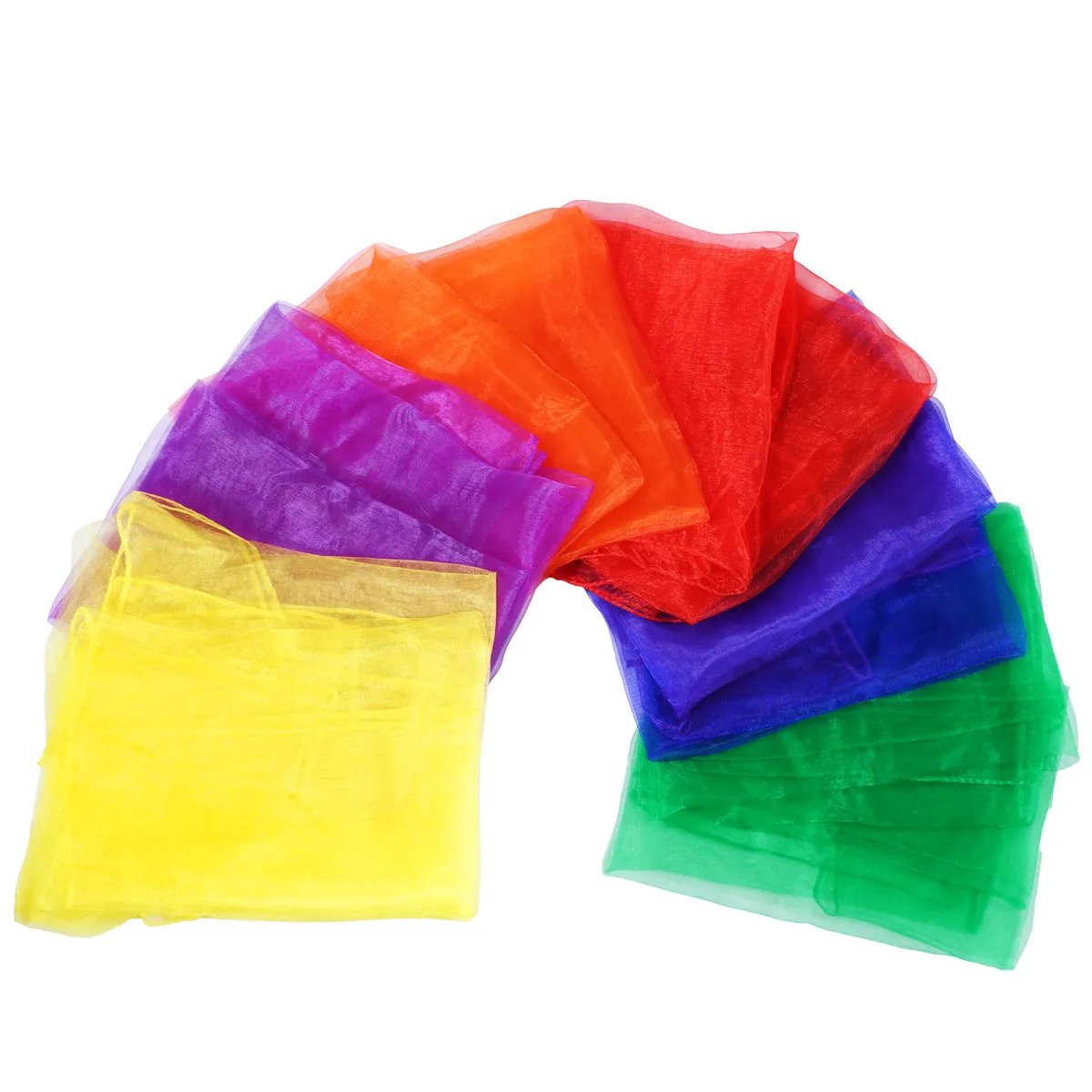 

12Pcs Square Silk Scarves in 6 Colors 63x63cm Hemmed Juggling Dance Scarves Stage Props for Kids and Adults Hemmed Square Scarf
