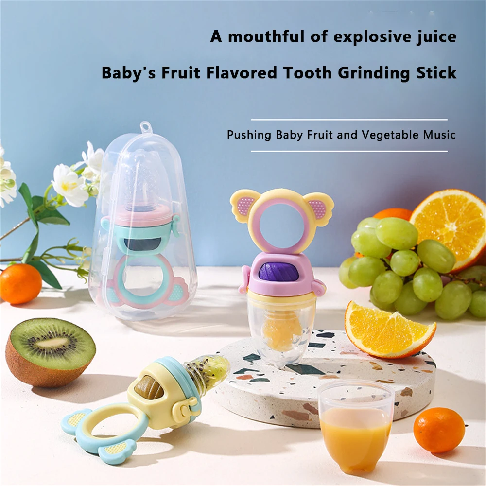 Baby Food Feeding Spoon Juice Pacifier Cup Molars Baby Feeding Bottle Silicone Gum Fruit Vegetable Bite Eat Auxiliary Pacifier