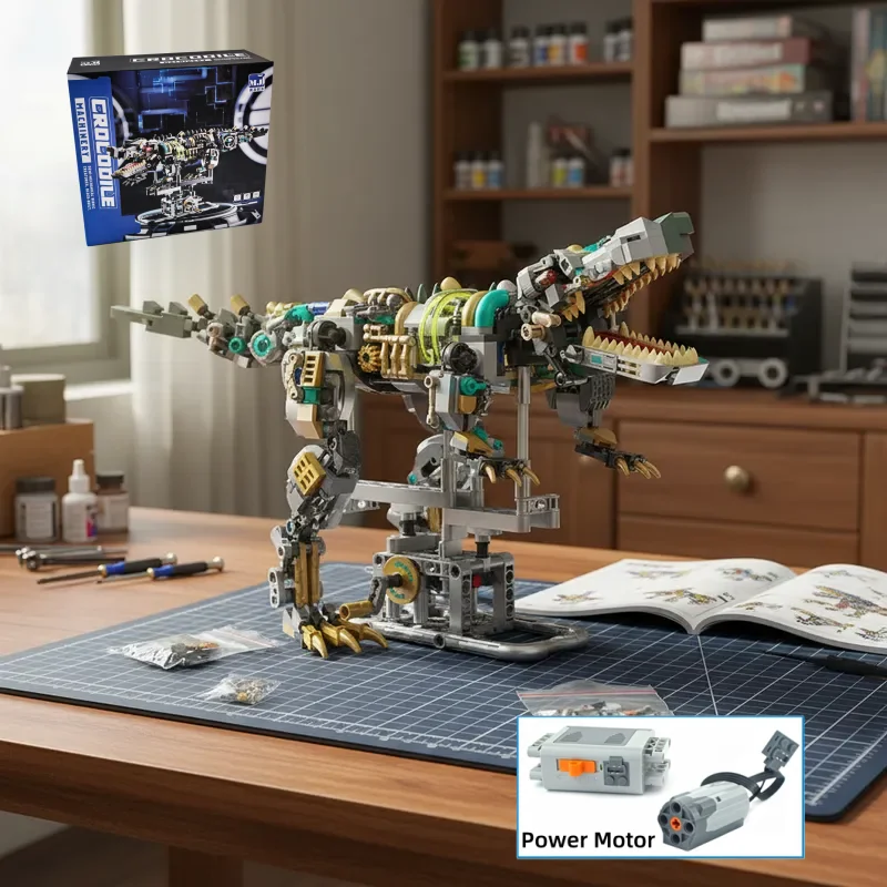 

НОВЫЕ механические конструкторы в виде животных (крокодилы) с подставкой для демонстрации, набор для самостоятельной сборки, настольное украшение, подарок на день рождения для детей, 996 деталей.