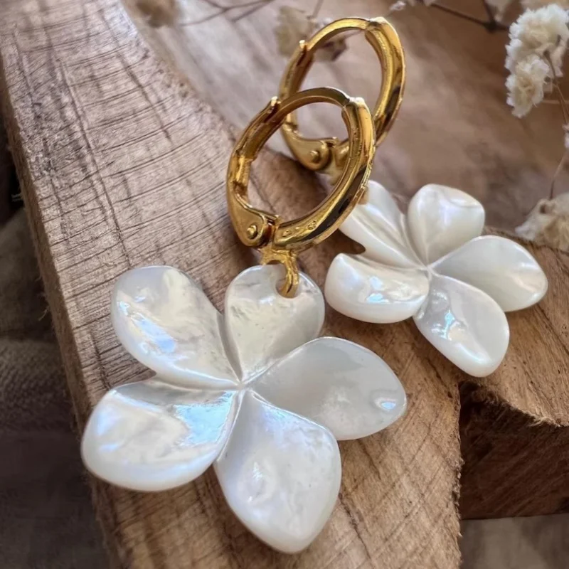 2 قطعة زهرة البيض الأنيقة نمط الموضة أم اللؤلؤ معدن الذهب اللون استرخى أقراط أقراط 3-4 سنتيمتر