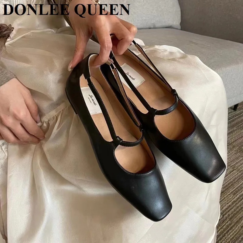 Women Flats Shoes Square Toe Flat Comfortable Ballerina Soft Ballet Mary Jane Shoes Female Loafers 2022 Autumn Zapatillas Mujer