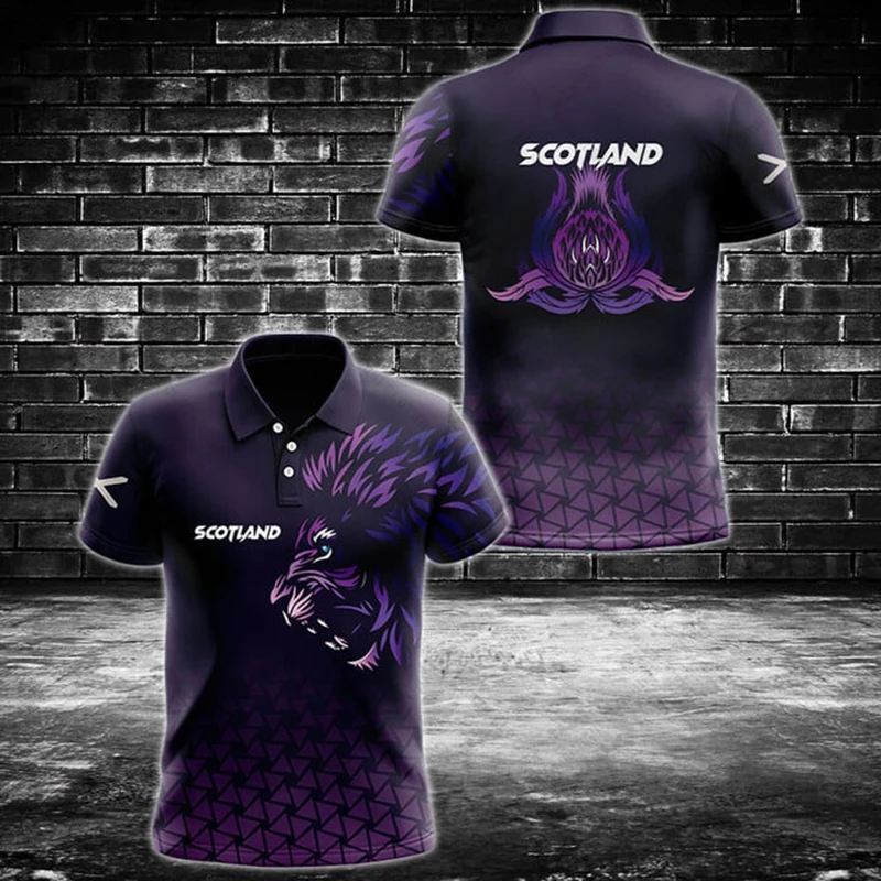Custom Name Scotland Flag Thistle Graphic Polo Shirt Summer Casual Unisex Pullover Loose Cool Jersey Oversized Short Sleeve Tops