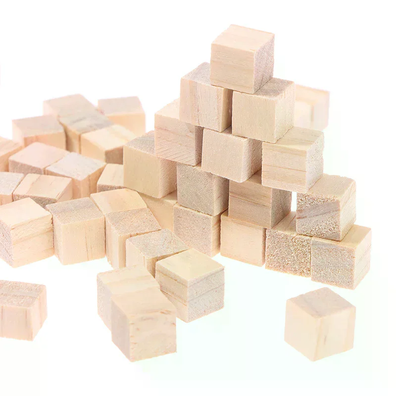 100pc Gift DIY Unfinished Blank Mini Wooden Square Solid Cubes Woodwork Craft Perfect Gift For Birthdays Holidays Christmas