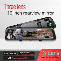 10 inch 3 Cameras 4K Ultra HD WIFI Dash Cam 3 Channel Rearview Mirror with screen auto mirror drive recorder Car DVR Black Box