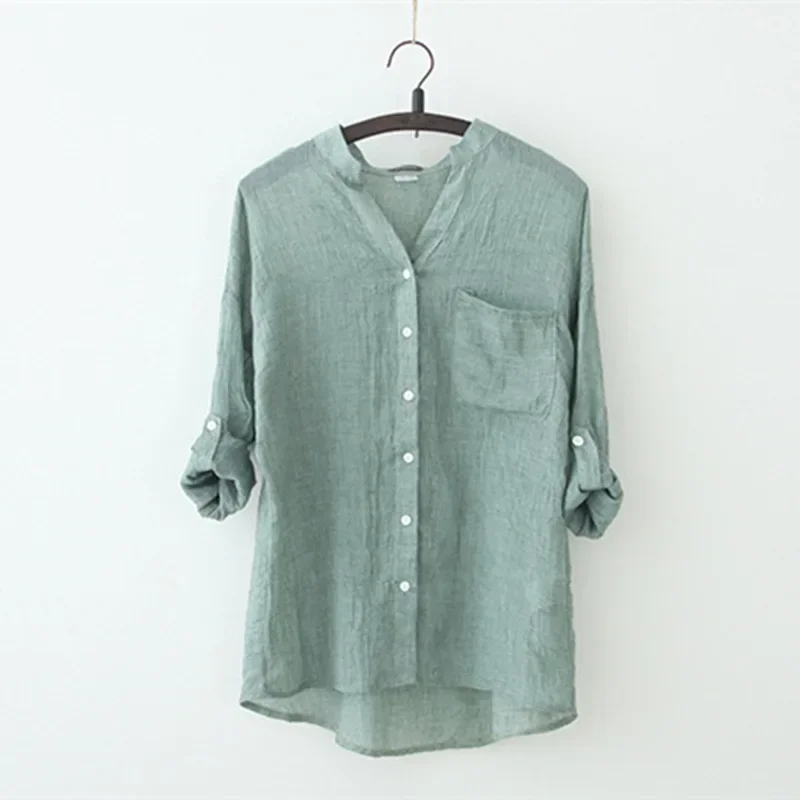 Elegant Feminine Shirts Cotton Linen Large Size Blouses Fashion Woman Vintage Blouses 2023 Summer Korean Style Clothes