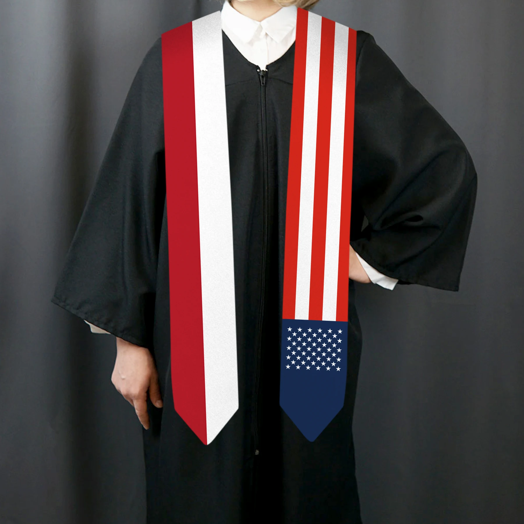 13x180cm USA And Indonesia Flag Graduation Sash Bachelor Gown Accessory Graduation Sash Scarf