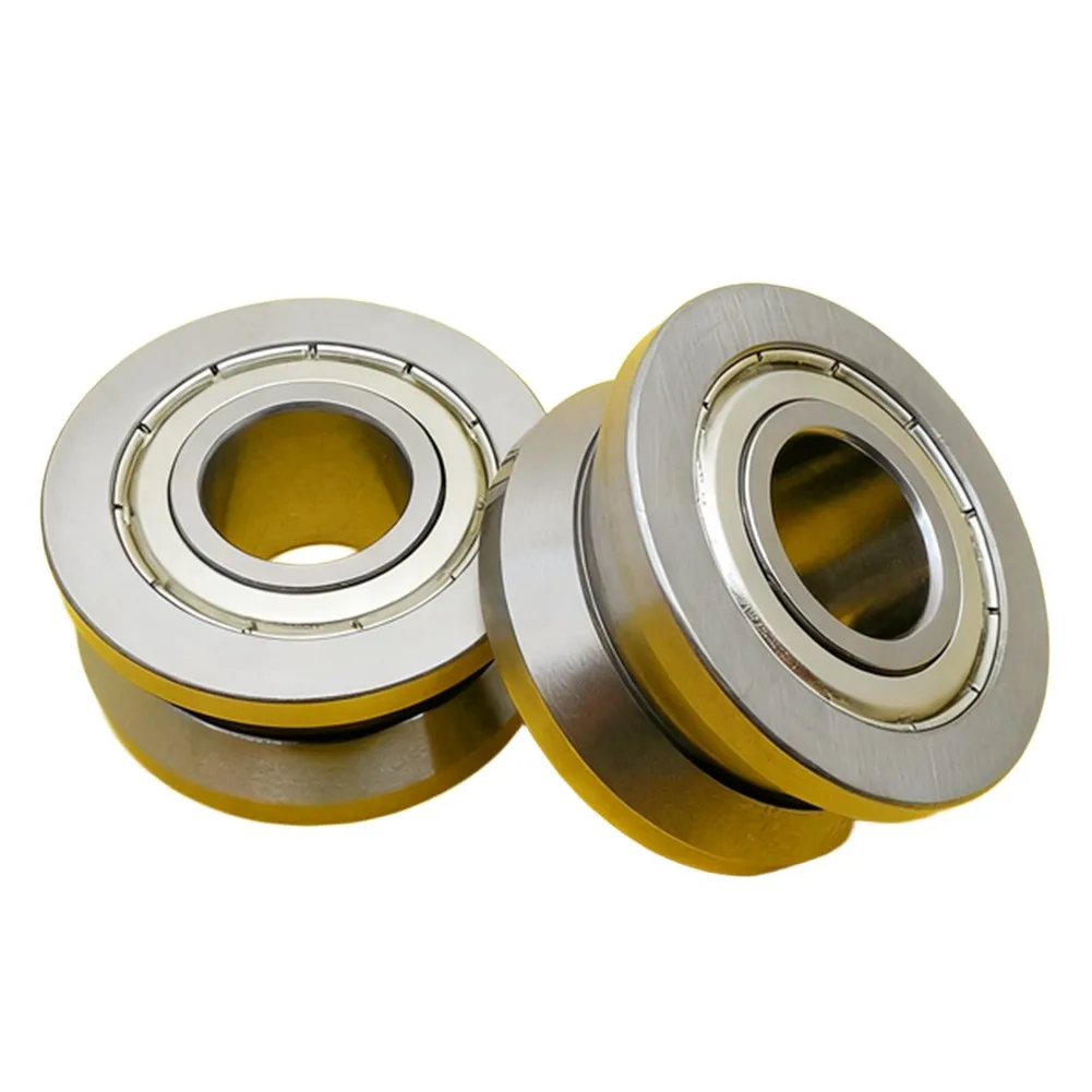 For LV202-41ZZ Sliding Rollers Bearing 2PCS for Round Bottom Groove Track Pulley 15 x 41 x 20 mm Stainless Steel