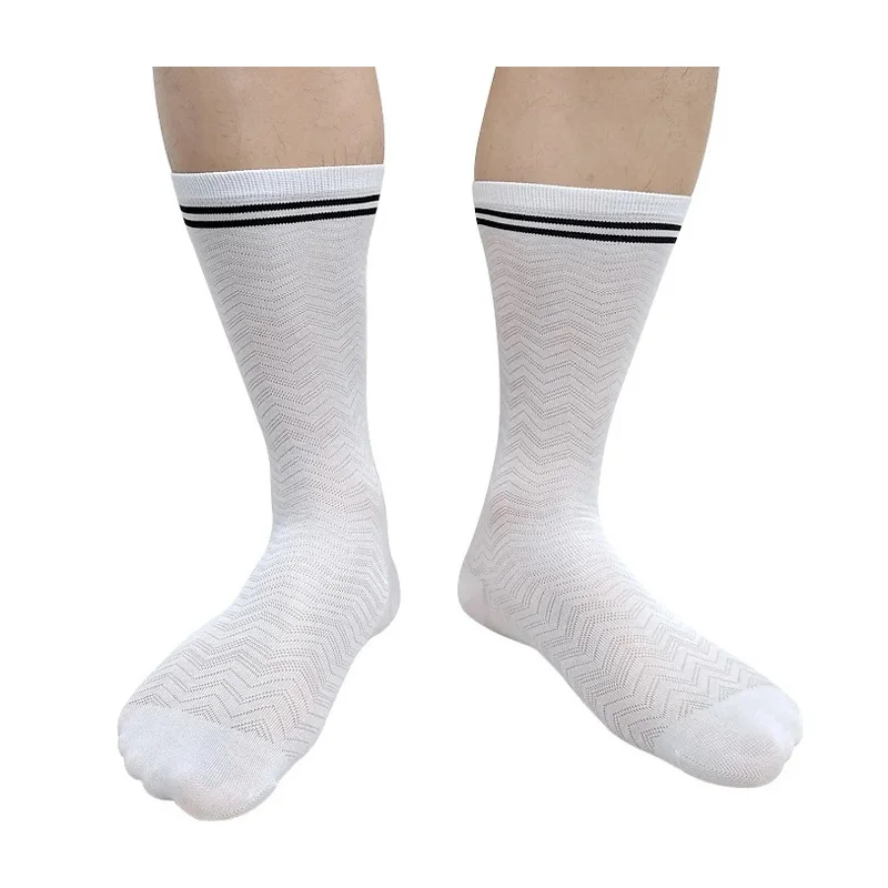 

Wave Striped Mens Dress Suits Socks Sheer See Through Mesh Formal Stocking Sexy Business Wedding Gifts Socks Breathable Softy