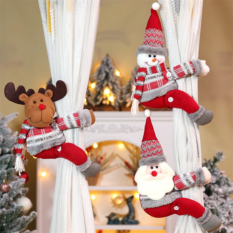 

Cute Christmas Curtain Holdbacks – Cartoon Holiday Tiebacks, Easy Decor for Windows & Gifts