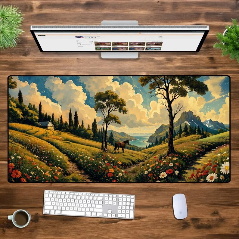 

The peaceful rural scenery grassland mouse pad is suitable for gamers and families to use as a HD printed computer accessory