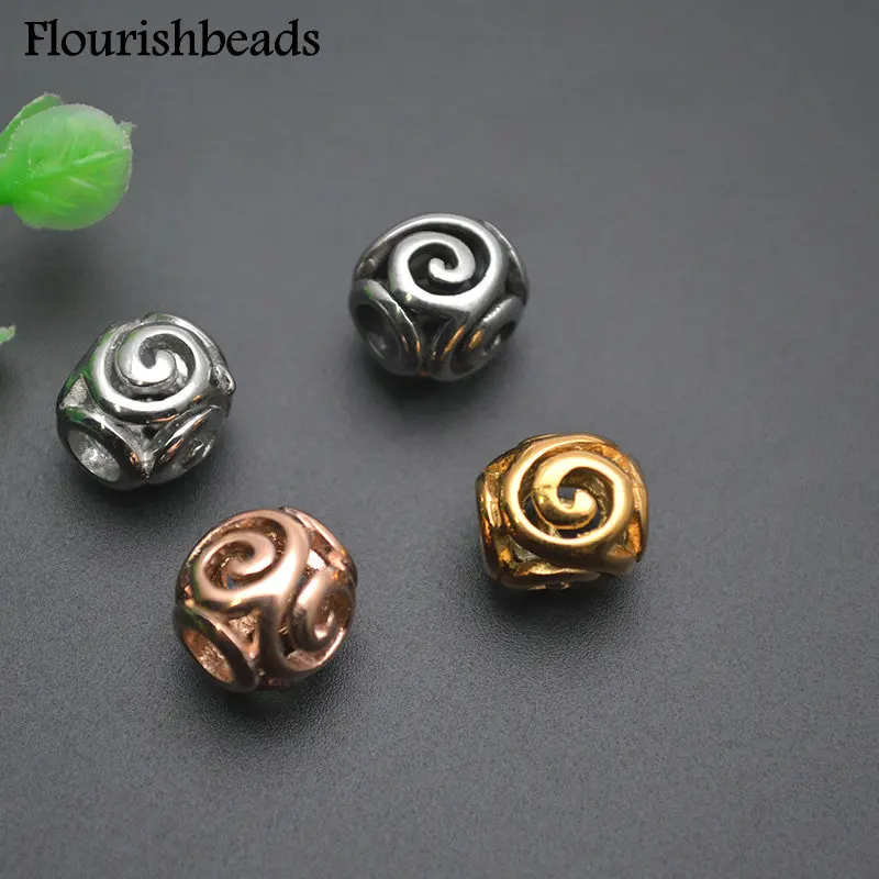 

20pc 4mm Big Hole 9x10mm Curved Eyebrow Shape Metal Stainless Steel Round Beads