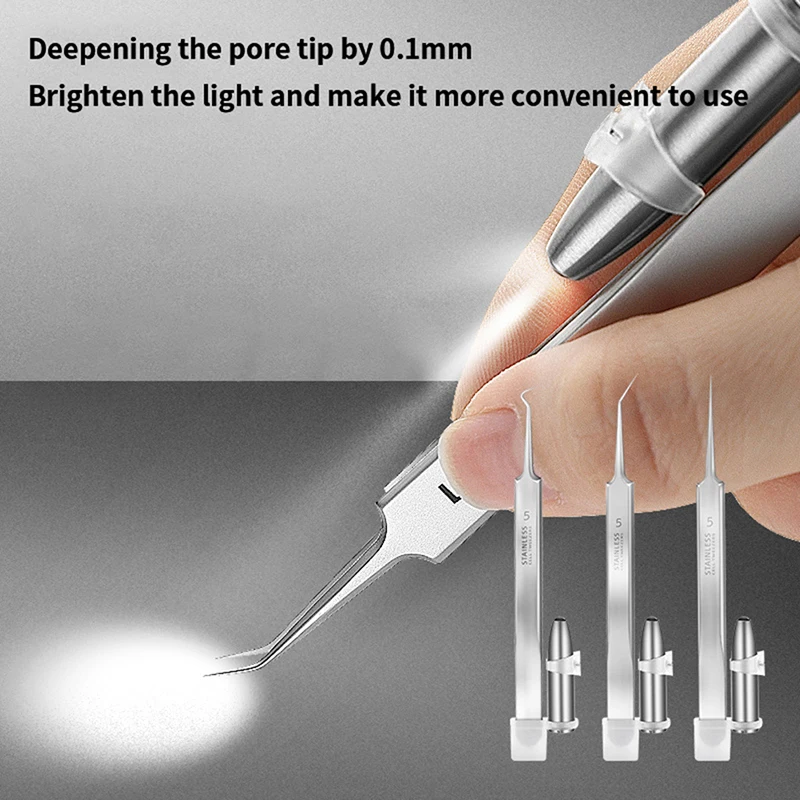 Acne Needle Tweezers Light Blackhead Blemish Pimples Removal Pointed Bend Head Face Care Tools Acne Extractor