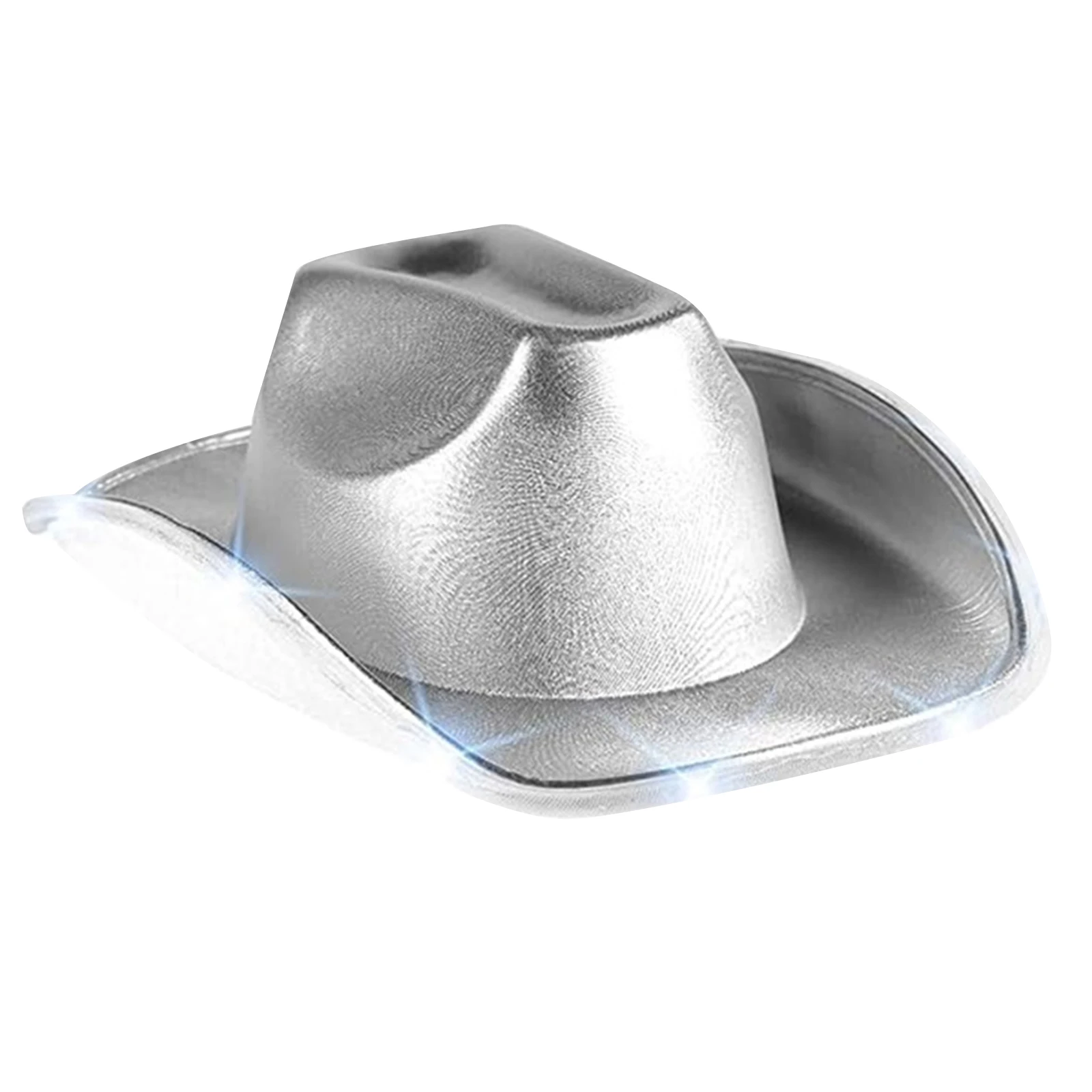 1 szt. Unisex Damski Męski Kapelusz Kowbojski z Szerokim Rondem, Halloweenowy, Złocony, Świecący, Stylowy Dodatek do Kostiumu, Akcesorium na Imprezę