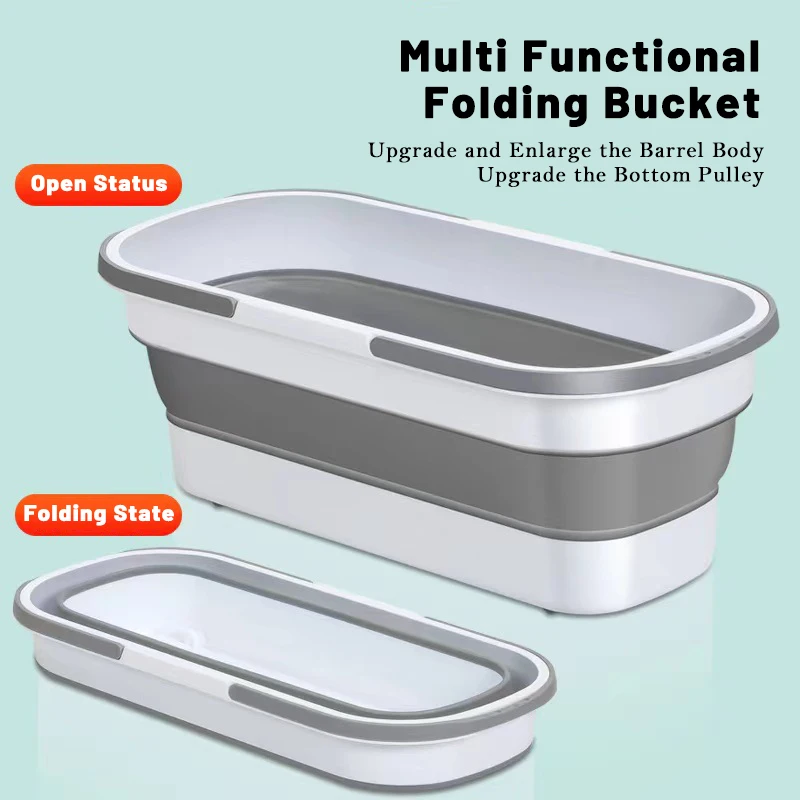 Rectangle Multi-functional Portable Silicone Folding Bucket Laundry Car Wash Cleaning Mop Fishing Camping Household Item