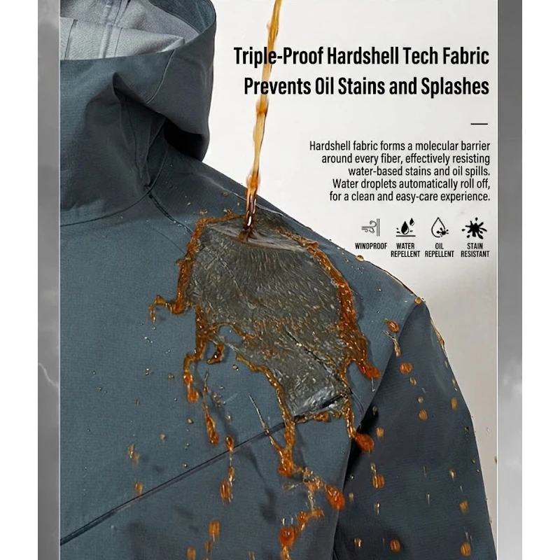 Men's Lightweight Hardshell Jacket – Waterproof & Windproof Hooded Rain Coat with Taped Seams for Hiking & Outdoor Sports