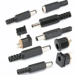 10Pcs DC 5.5x2.1mm 3.5x1.3mm 2.1 2.5 Connectors DC Power Plug Male Female Jack Socket Nut Panel Mount DC Power Adapter Connector