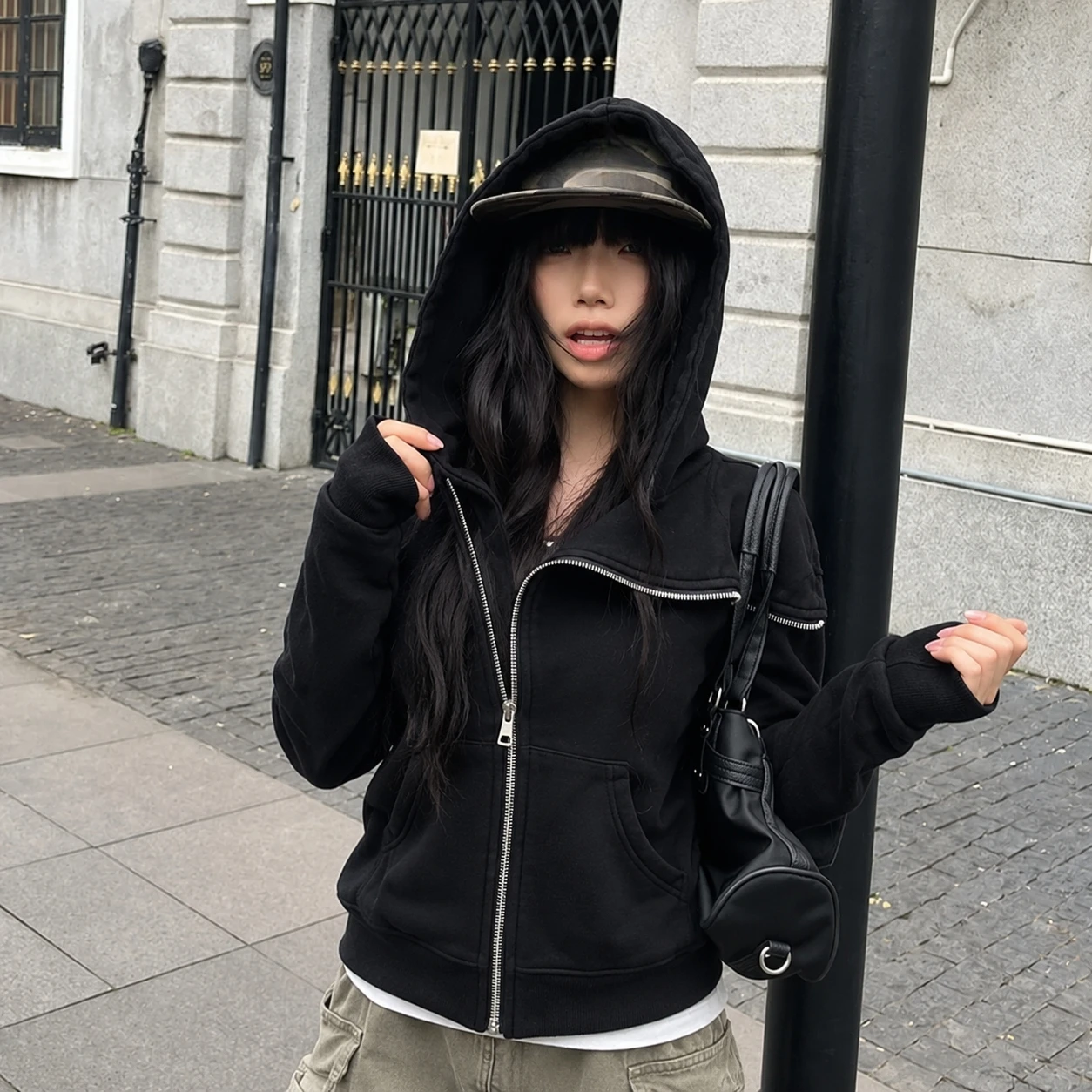 American Retro Loose Casual Street Women Jacket Retro Washed Vintage Hooded Cardigan Autumn Winter Y2k Fashion Sweatshirt New