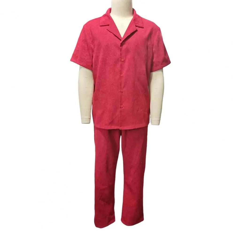 

Vintage Short Sleeve Shirt Two Piece Sets Men's Summer Solid Loose Lapel Shirt Casual Suits Beach Style Men Casual Outfit