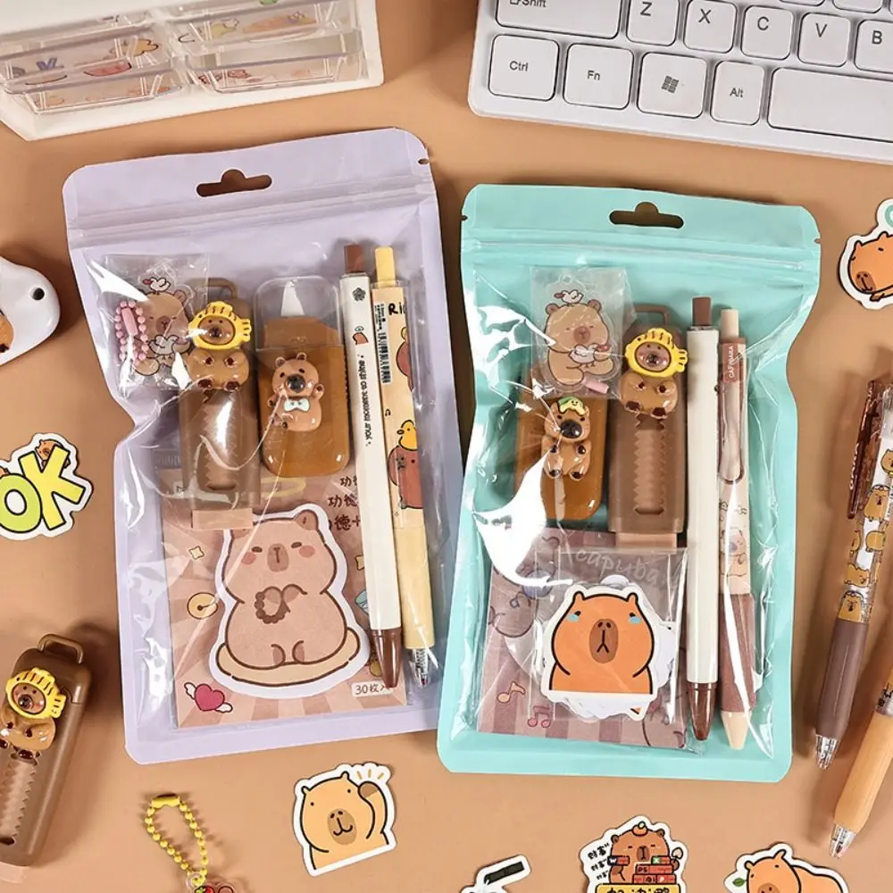 Cute Capybara Stationery Set Creative Style Back To School Ball-point Pen Multi-functional Student Gift Eraser Set School Office