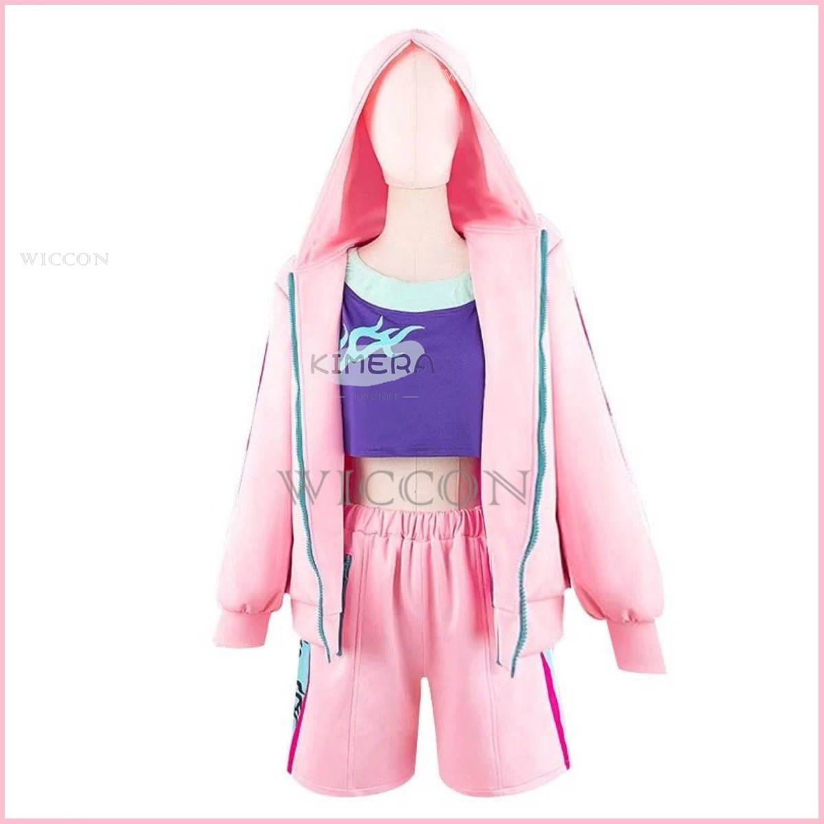 

Anne Faulkner Cosplay Costume Wig Hip Hop Pink Sportswear Coat Women Sexy Kawaii Party Suit