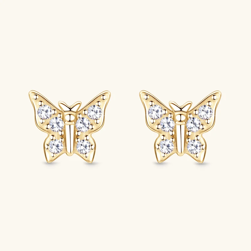 Full 0.5cttw Moissanite Diamond Stud Earrings for Girls 925 Silver Original Certified Jewelry Charm Christmas Butterfly Earrings