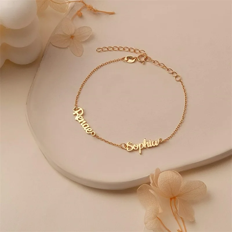 Custom Multiple Name Bracelet for Women Personalized Name Bracelet Stainless Steel Baby Name Bracelet Gift for Mom