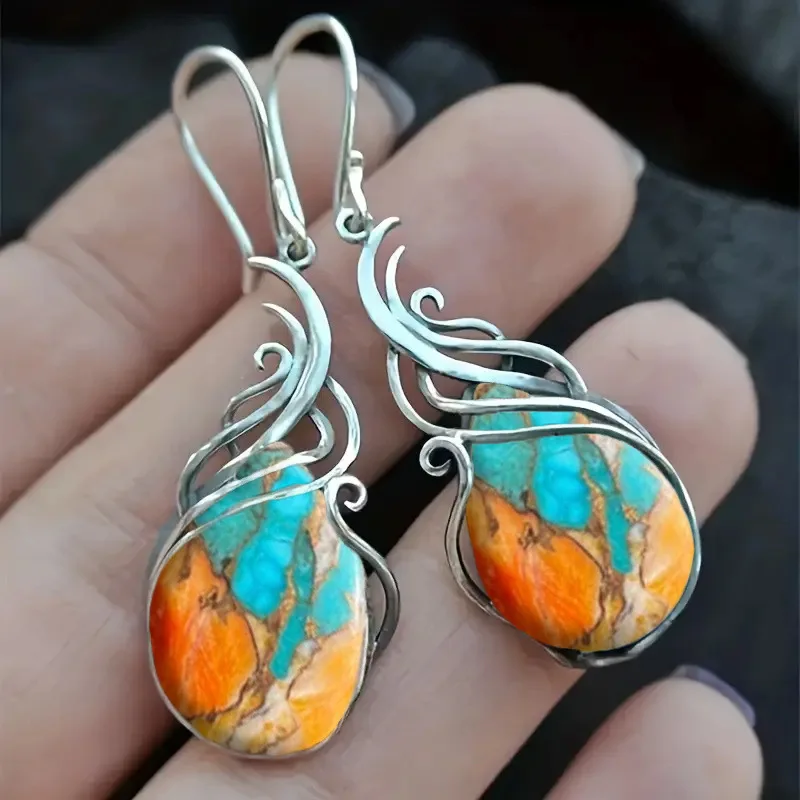 

Popular Bohemian Ladies Turquoise Earrings Hollow Droplet Earrings Couple