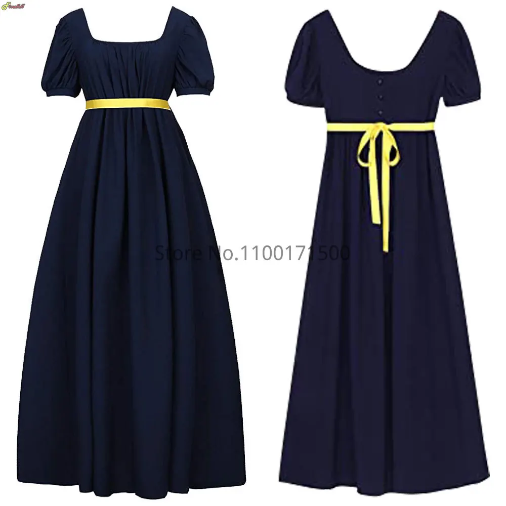 princess polly baby blue dress Cosplay Dress Empire Gown Women Regency Austen Halloween Dress Costume  Halloween Evening Dance Party Vintage Victorian Ball