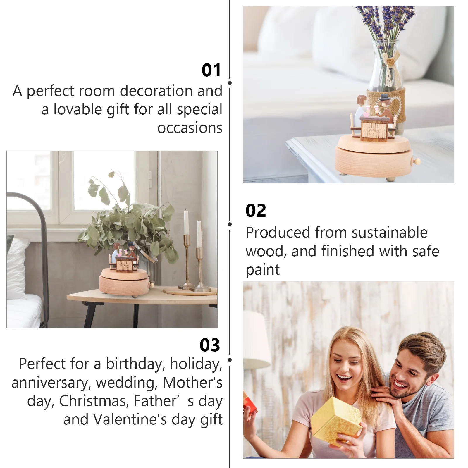 

Wooden Music Box Retro Melody Decorative Mechanical Gift for Her Birthday Christmas Jewelry Boxes Children Wooden Craft