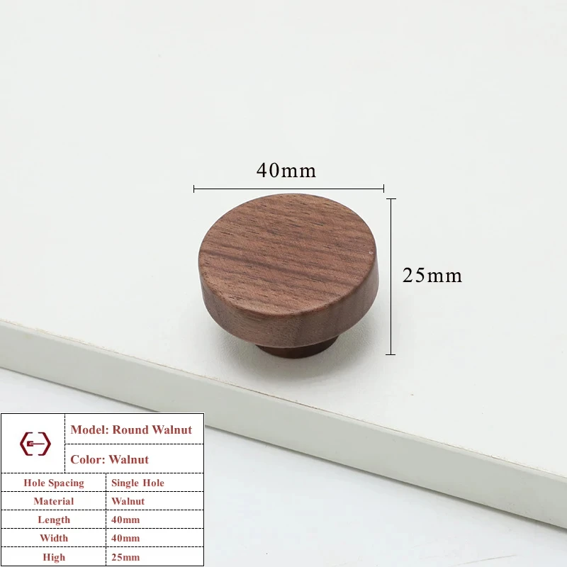 Walnoot Beuken Keukenkast Handvat Lade Massief Houten Meubeldeur Lade Ronde Knop Kast Houten Handvat Hardware Lange Trek