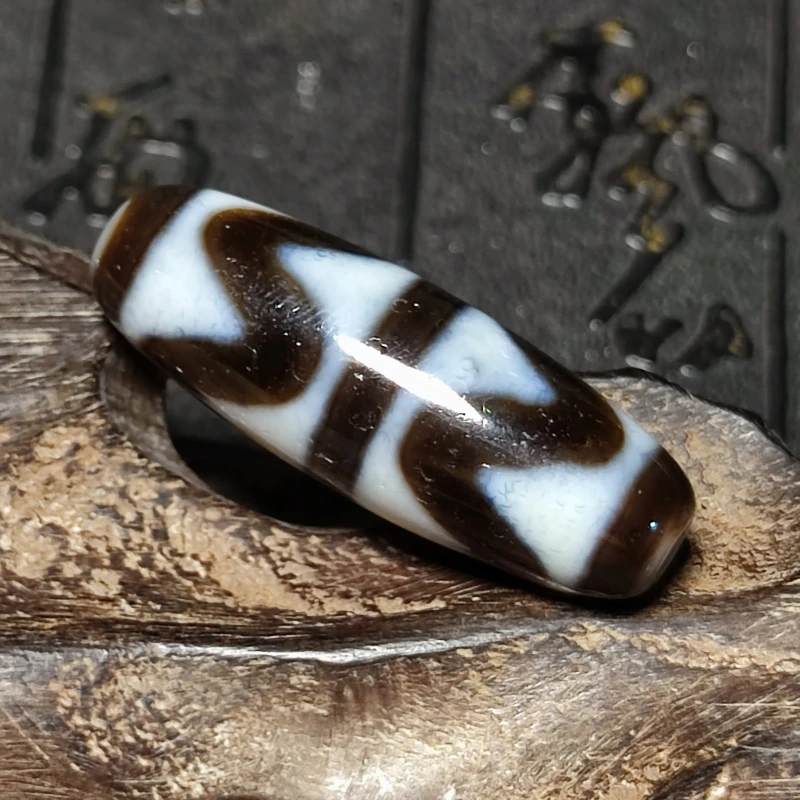 Tibetan Black/White Tiger's Teeth Totem Horseshoe Weathered Oily Agate Dzi Beads for Men&Women Jewelry Bracelet Necklace DIY