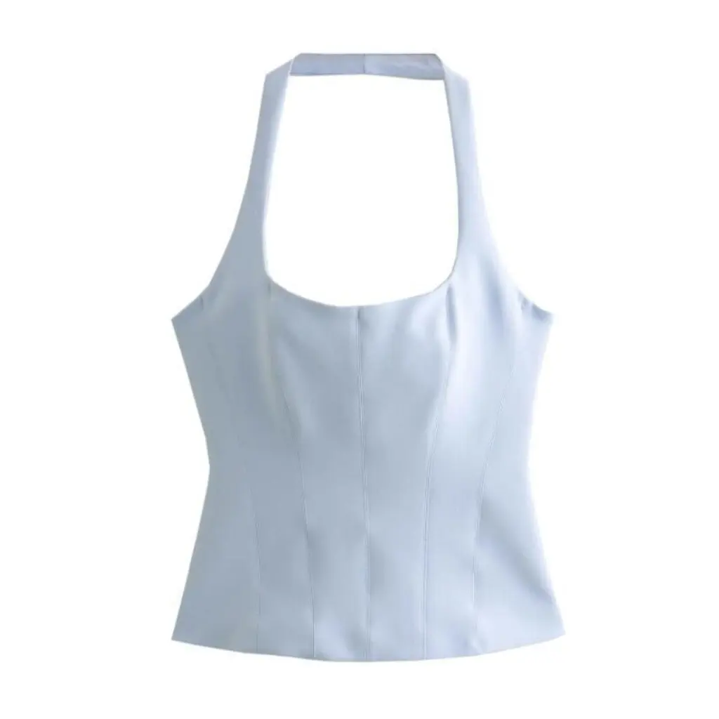 

Summer New Slim Fit Women's Short Halter Vest Backless European And American Style Top for Easy Matching
