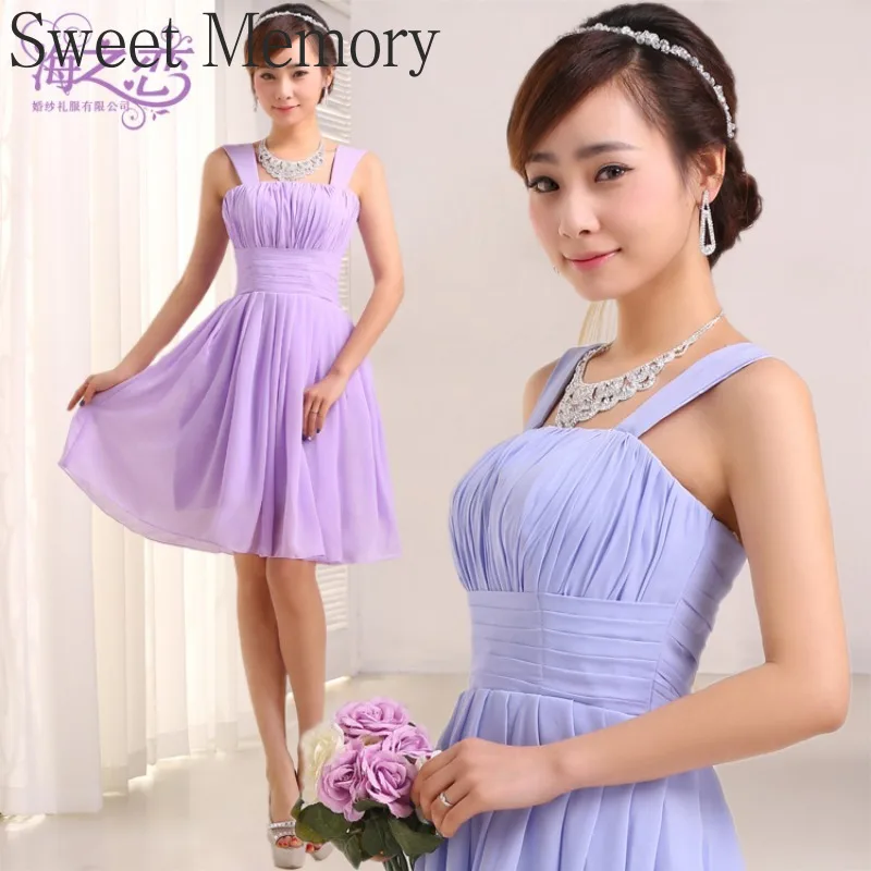 J5124 Customized Pink Blue Chiffon Short Bridesmaid Dresses Sweet Memory Birthday Beach Vestidos Girls A-line Prom Party Dress